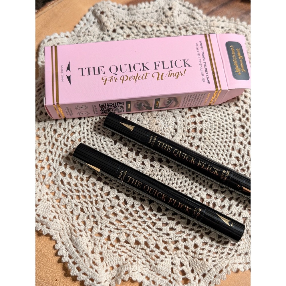 NIB The Quick Flick Winged Eyeliner Stamp Modest 10mm Intense Black Duo Set
